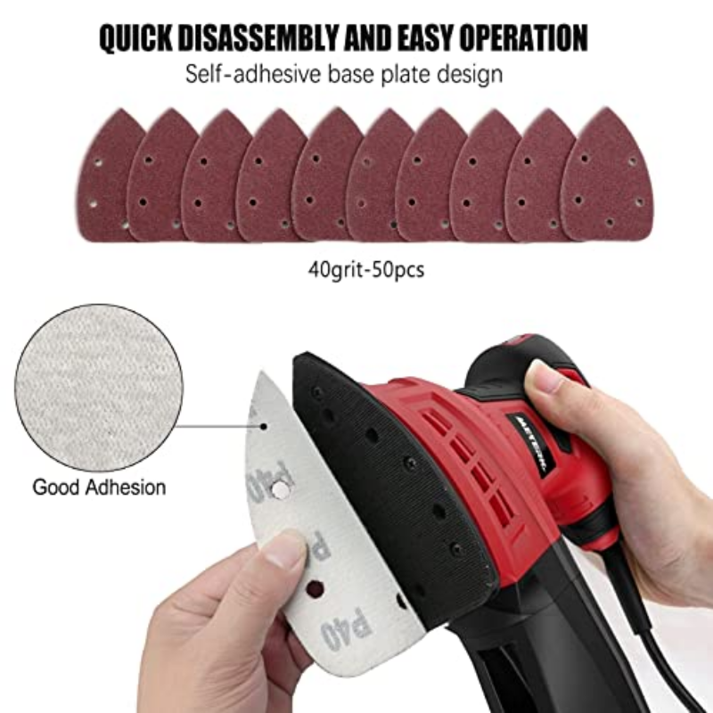 50 unids/set lijadora detallada papel de lija almohadillas de lijado para ratón 5 agujeros hojas de lijado de gancho y bucle para lijadoras con detalle de palma de ratón de 140mm