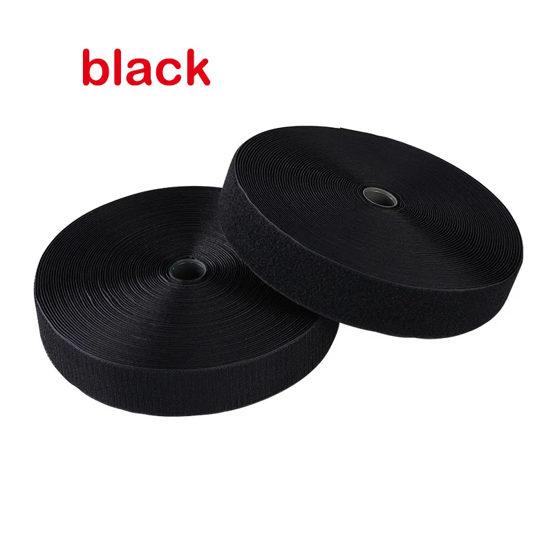 2M/Pairs Colorful Sew On Hook and Loop Tape Non-Adhesive Fastening Nylon Fabric Tape DIY Craft Interlocking Tape Sewing Fastener: black
