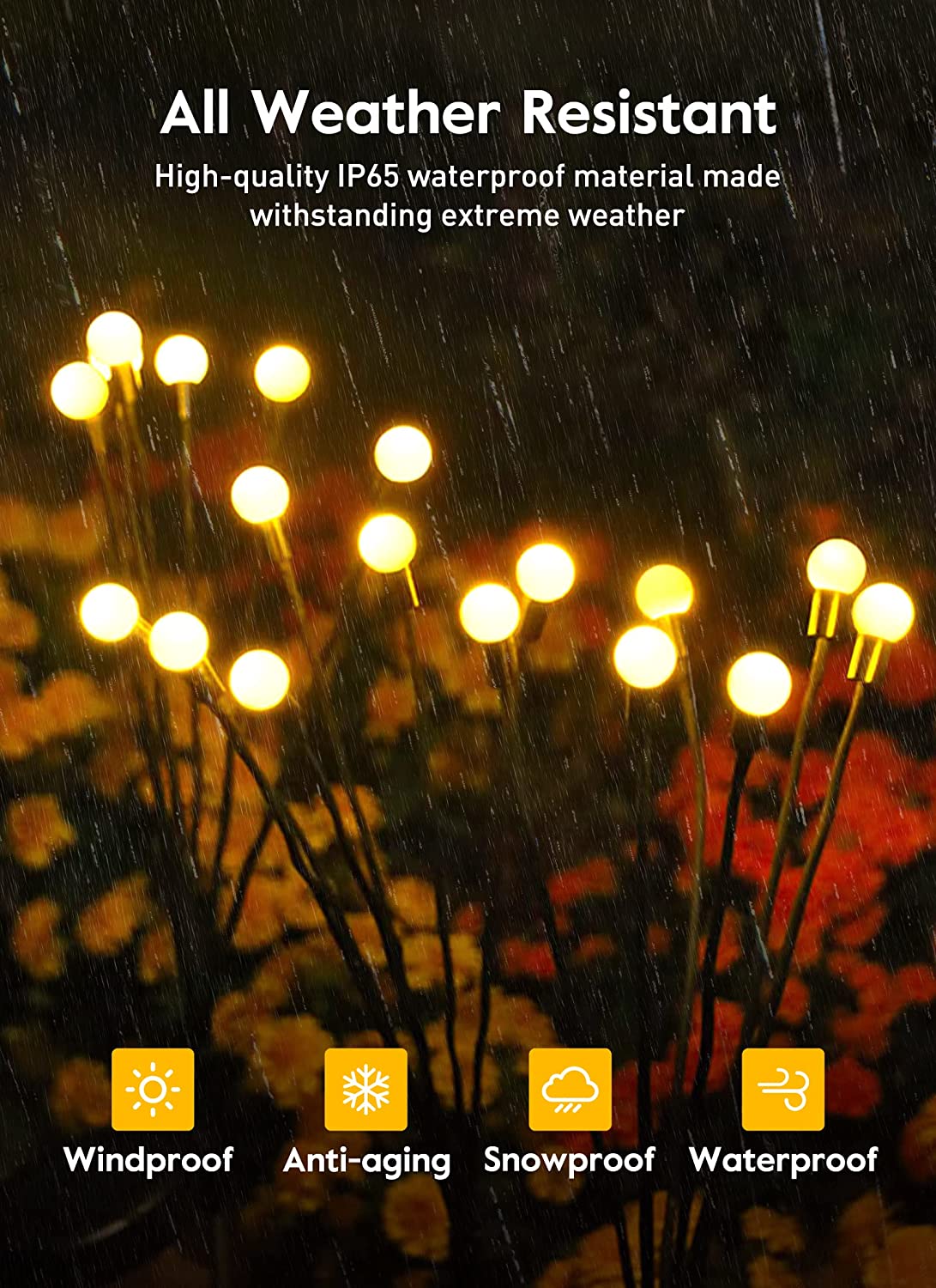 8LED-tuinverlichting op zonne-energie Aangedreven Firefly-verlichting Buiten waterdichte levendige tuinverlichting voor patio-paddecoratie, warm