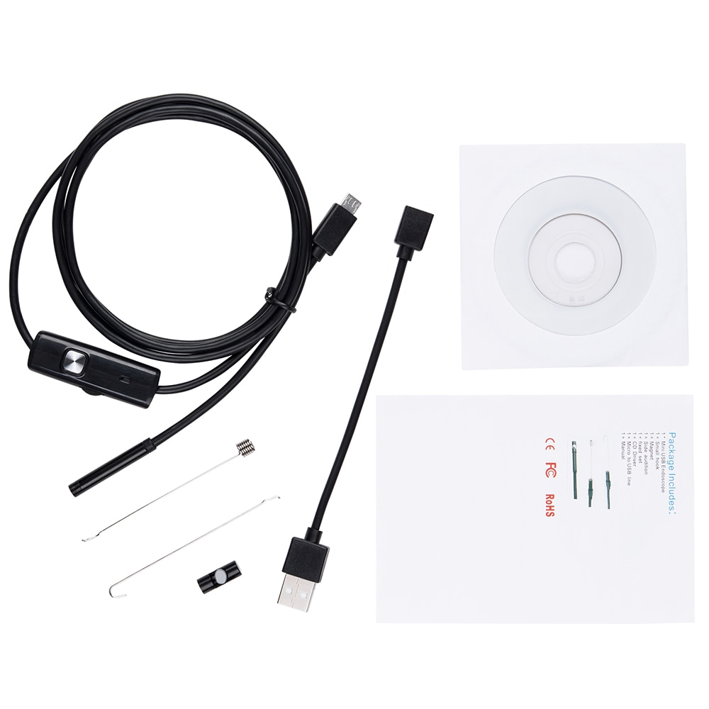Cámara endoscópica USB para teléfonos Android, boroscopio de inspección con lente de 1/2/1, 5M, 7mm, impermeable, tubo de serpiente de alambre, Compatible con OTG