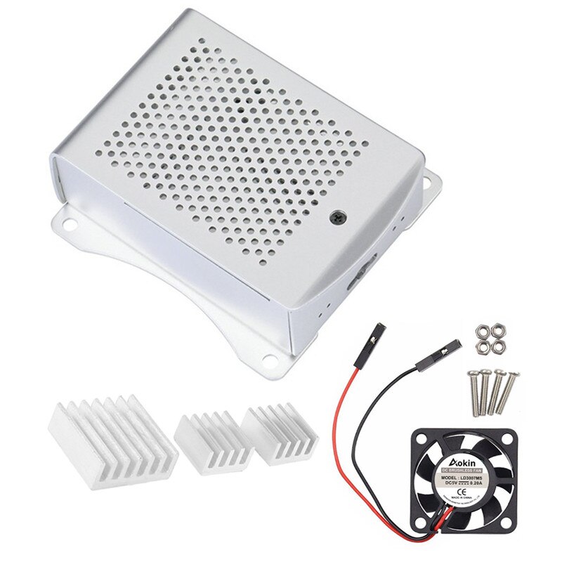 Raspberry Pi 3 Case Aluminum Heatsink Metal Enclosure Case RPI 3 Raspberry Pi 3 Model B Cooling fan Heat sink: 3in1 white