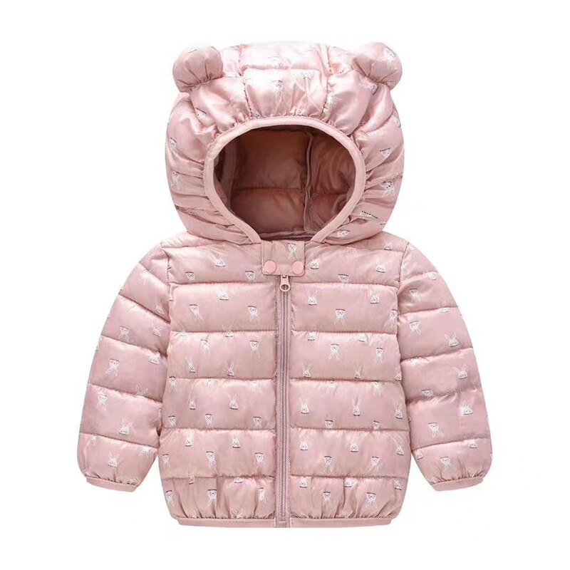 Mudkingdom kinderjas winter donsjas voor jongens en meisjes kinderen cartoon konijnenoren hoodie jassen lichtgewicht bovenkleding: Roze / 24m