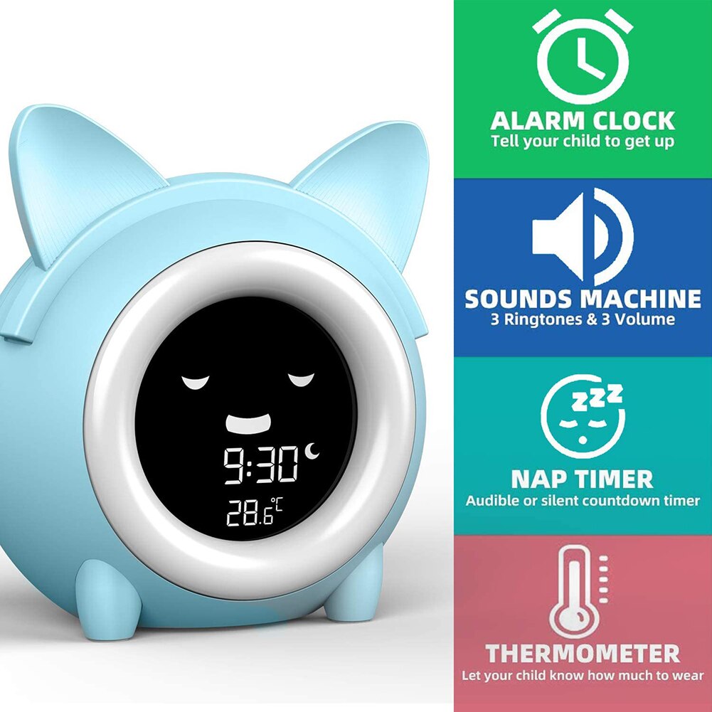 Sleeping Training Alarm Clock for Kids Children Temperature/Time Display LED Light Changing Digital Alarm Clock Kids Clocks