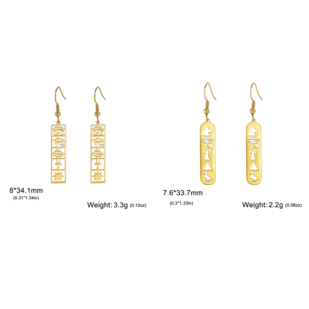Eueavy acciaio inossidabile egiziano geroglifici orecchini occhio di Horus Ankh croce antico egitto dea ali orecchini pendenti gioielli