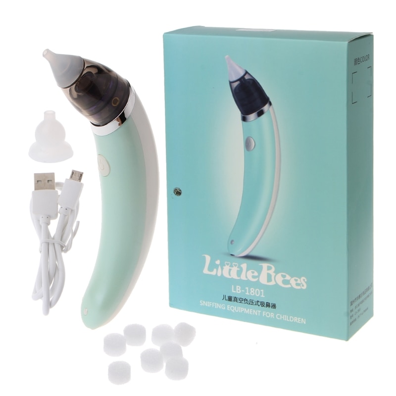 Aspirateur Nasal électrique pour bébé, nettoyeur de nez hygiénique sûr avec 2 tailles de pointes nasales et ventouse de morve buccale pour -nés garçons filles