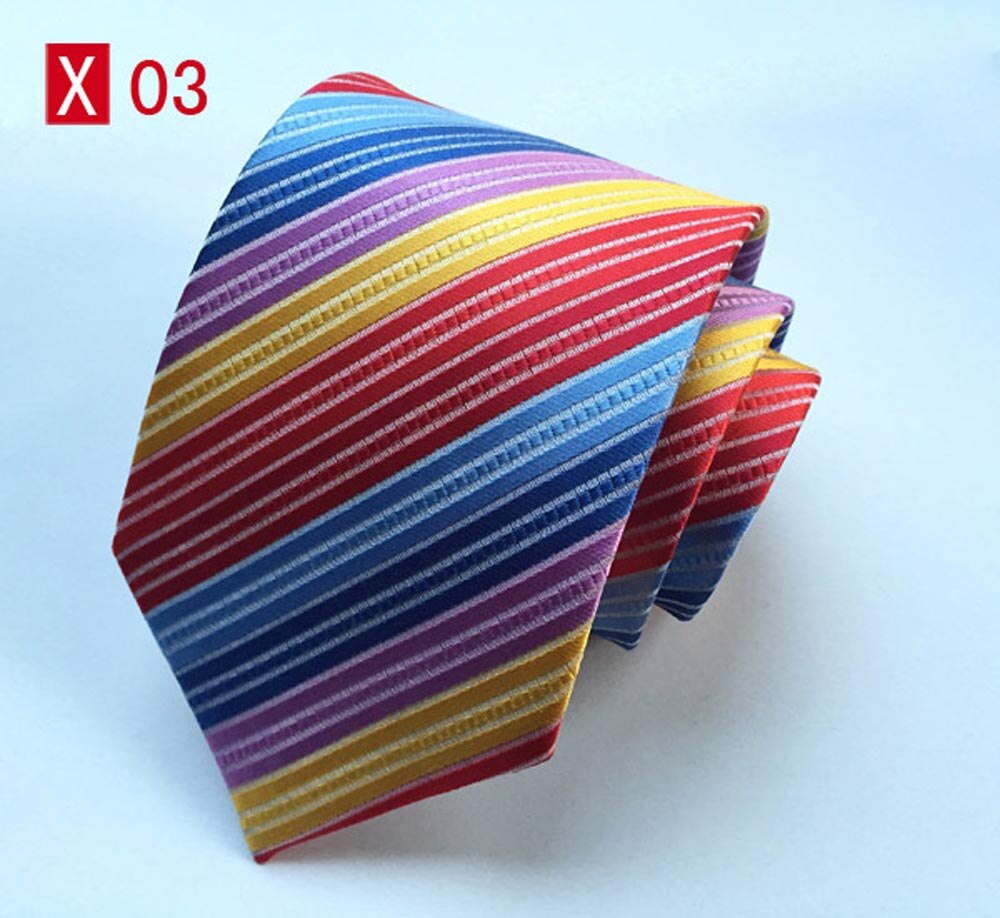 Regenboog Gestreepte Man TieWoven Bloemen Gestreepte Stropdas bruiloft zakelijke banden Pak Stropdas Kleding accessoires voor mannen: X03