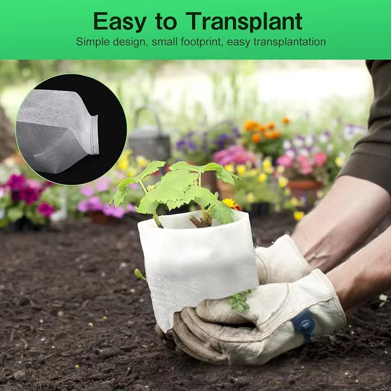 Sacchetti per piantine Confezione da 100 sacchetti per vivaio in tessuto non tessuto degradabili Sacchetti per coltivazione di piantine in tessuto Custodia per piante per forniture agricole da giardino