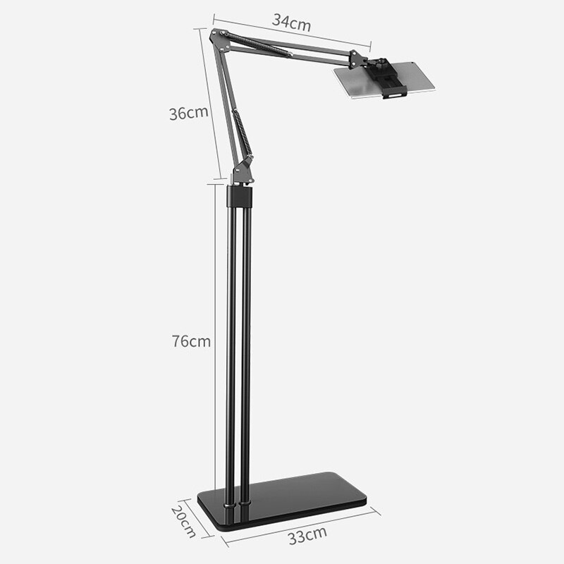Supporto da pavimento pieghevole per Tablet da 140cm a doppio palo con braccio lungo per iPhone IPAD supporto da letto per lettino per Tablet da 5-12.9 pollici