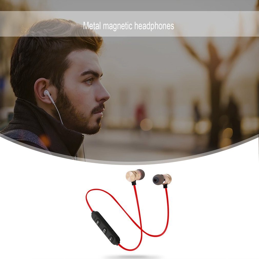 5.0 bluetooth øretelefoner sportshalsbånd magnetisk trådløst headset stereo øretelefoner musik metal hovedtelefoner med mikrofon til alle telefoner