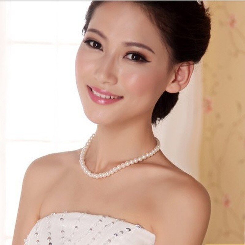 Neue Perle Halsketten für Frauen 8mm Simulierte Perle Kette Halskette Collier Femme Halsreif Hochzeit Braut Schmuck Party