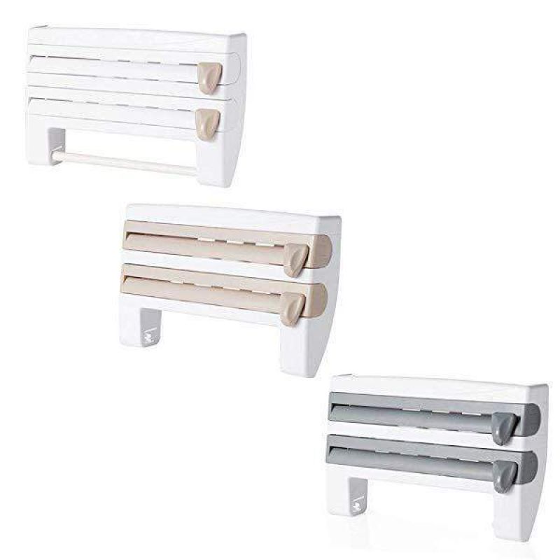 Multifunción de Rack cocina Film transparente de almacenamiento Rack cortador de envoltorio refrigerador colgante de Pared Soporte para papel de cocina casa