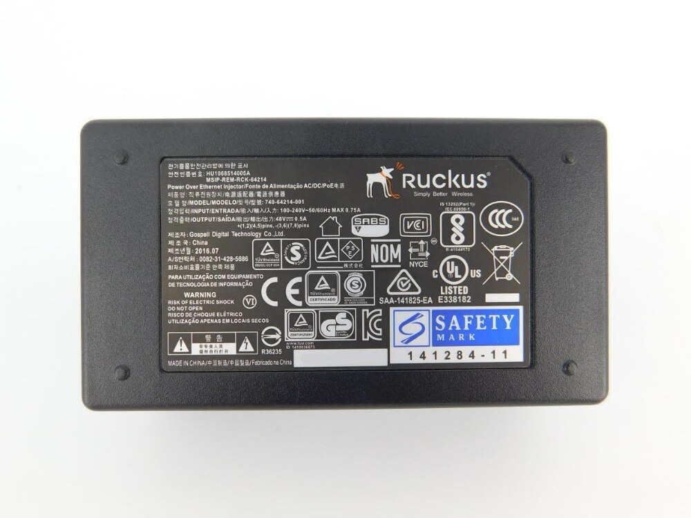 Ruckus Draadloze Zoneflex Poe Injector 902-0162-XX00 48V 0.5A 24W (Alike 902-0162-US00 Of 902-0162-EU00) 2x1 0/100/1000 Mbps