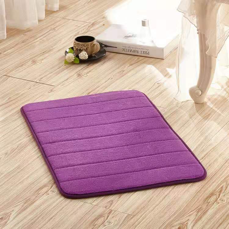 Home Bath Mat Coral Fleece Bathroom Carpet Water Absorption Non-slip Memory Foam Absorbent Washable Rug Toilet Floor Mat: purple