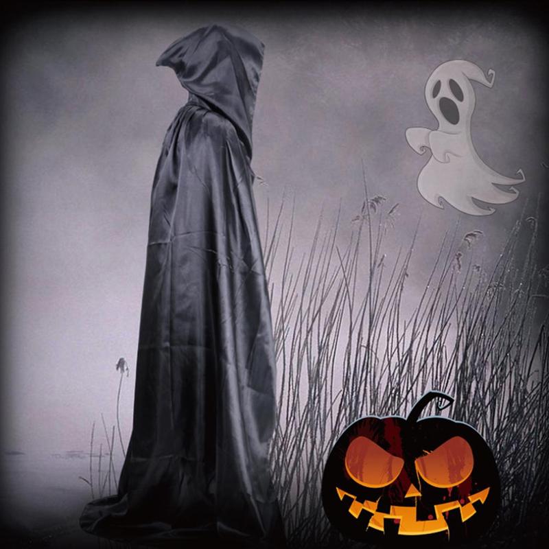 Halloween kostume død kappe voksen mandlig cos dragt vampyr heks kappe tøj magisk troldmand sort  a8 j 0