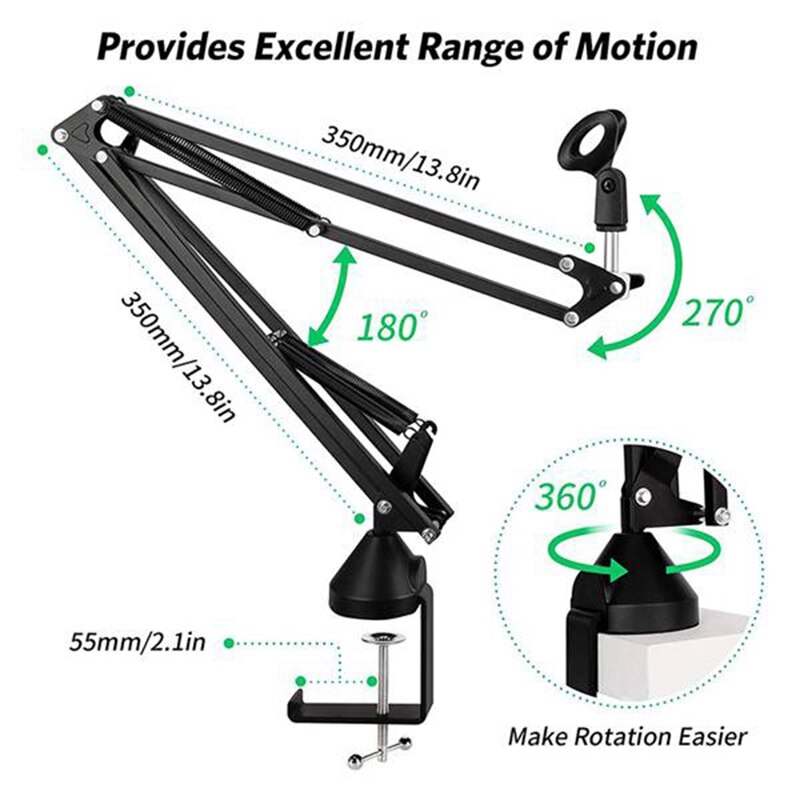 Soporte de brazo de micrófono, soporte de micrófono de tijeras de brazo de suspensión ajustable, para bola de nieve azul y otros micrófonos