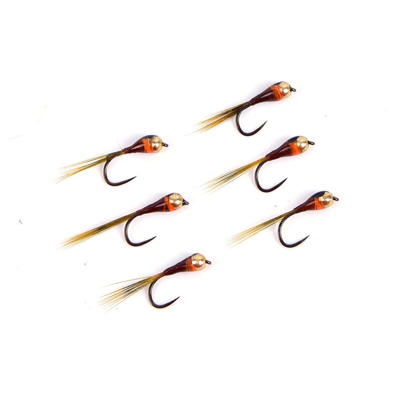 Gancho de tungsteno perdigón Ninfa, abalorios pequeños, mosca arcoíris, trucha marrón, trucha gris, pesca, hundimiento rápido, 6 uds.: BK