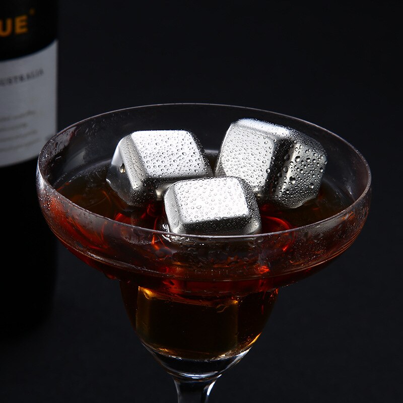 Stainless Steel Reusable Ice Cubes Frozen Ice Blocks Maker Whiskey Ice Cube Maker Useful Wine Beer Cooler