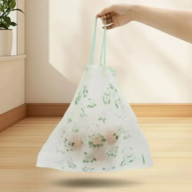 Handzame vuilniszakken met trekkoord en geur voor keuken, kantoor, badkamer, prullenbakken, studentenkamers, wegwerpvuilniszakken