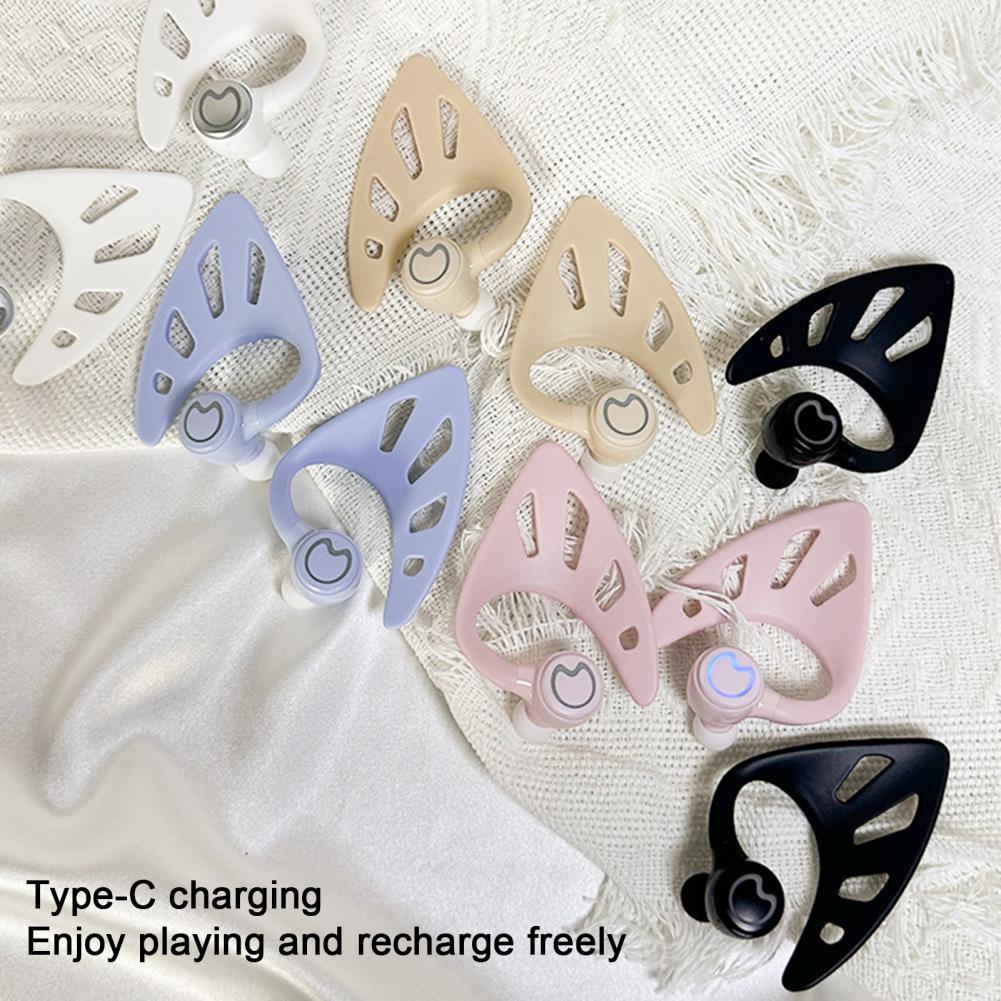 Elf Ear Appearance Headphones Stereo Sound Noise Reduction Bluetooth-compatible Wireless Elf in-Ear Earbuds with Charging Case