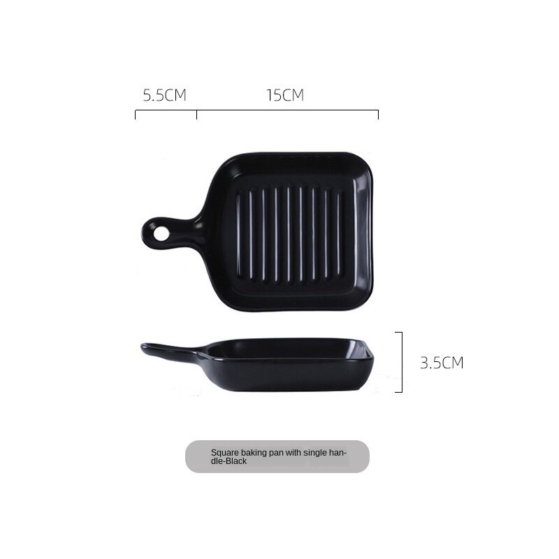 Prosty kolor nordycki szkliwione ceramiczne blacha robić pieczenia kreatywny uchwyt zachodniej taca gastronomiczna strona główna taca śniadaniowa piekarnik makaron pieczony ryż: czarny