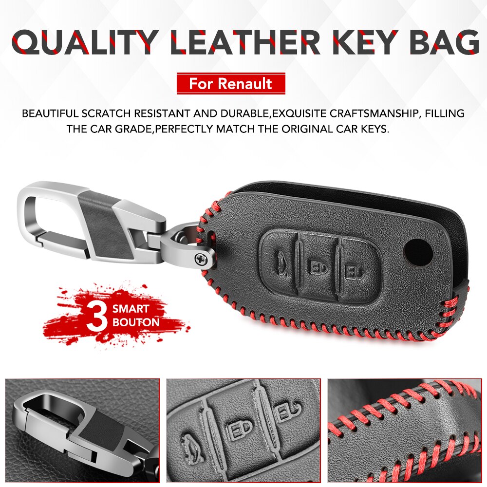 Nahkainen auton avainkotelo renault kadjar captur megane sandero stepway logan clio 5 arkana kansi avaimeton kaukosäädin