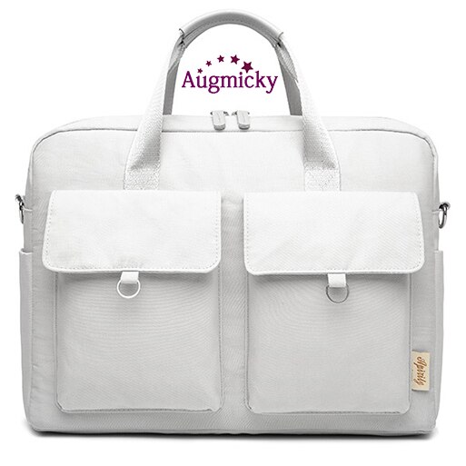 Novas mulheres bolsa de viagem do escritório ombro messenge portátil saco notebook caso maleta para macbook 13.3 14 15.6 Polegada: Bege / 14.1-polegadas