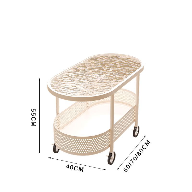 OLEVO Mobiele theetafel Woonkamer Thuis Bank Bijzettafel met wielen Bedhoofd Glazen kar te gebruiken Niet veel ruimte opnemen: Chocolade