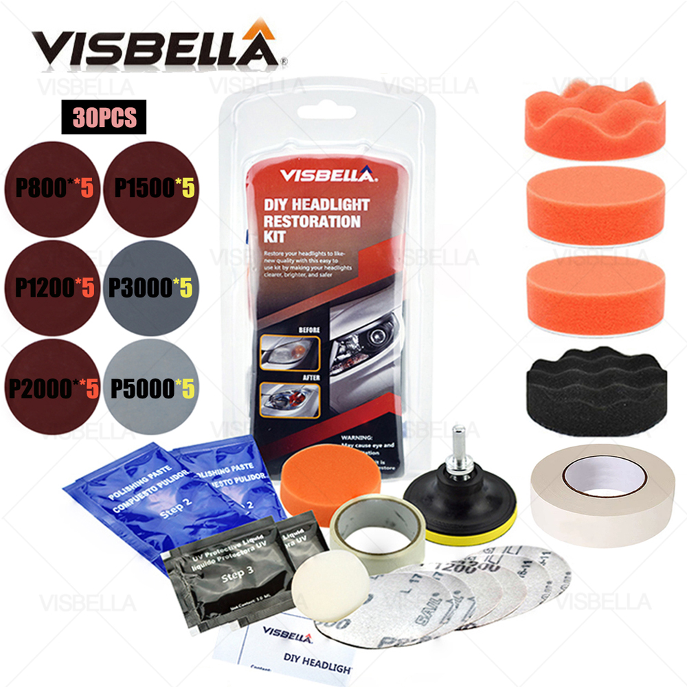 VISBELLA Scheinwerfer Restaurierung Bausatz Polieren Scheinwerfer Aufheller DIY Auto Licht Linsen Tiefe Sauber Auto Scheinwerfer Reparatur Einfügen setzt