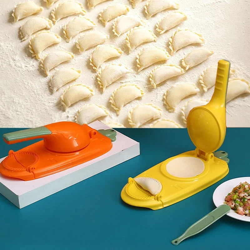 Kit prensador de envoltorio para hacer dumplings 2 en 1, máquina trituradora de masa Manual para ahorro de trabajo, utensilio de cocina, herramienta para hornear pasteles de manzana
