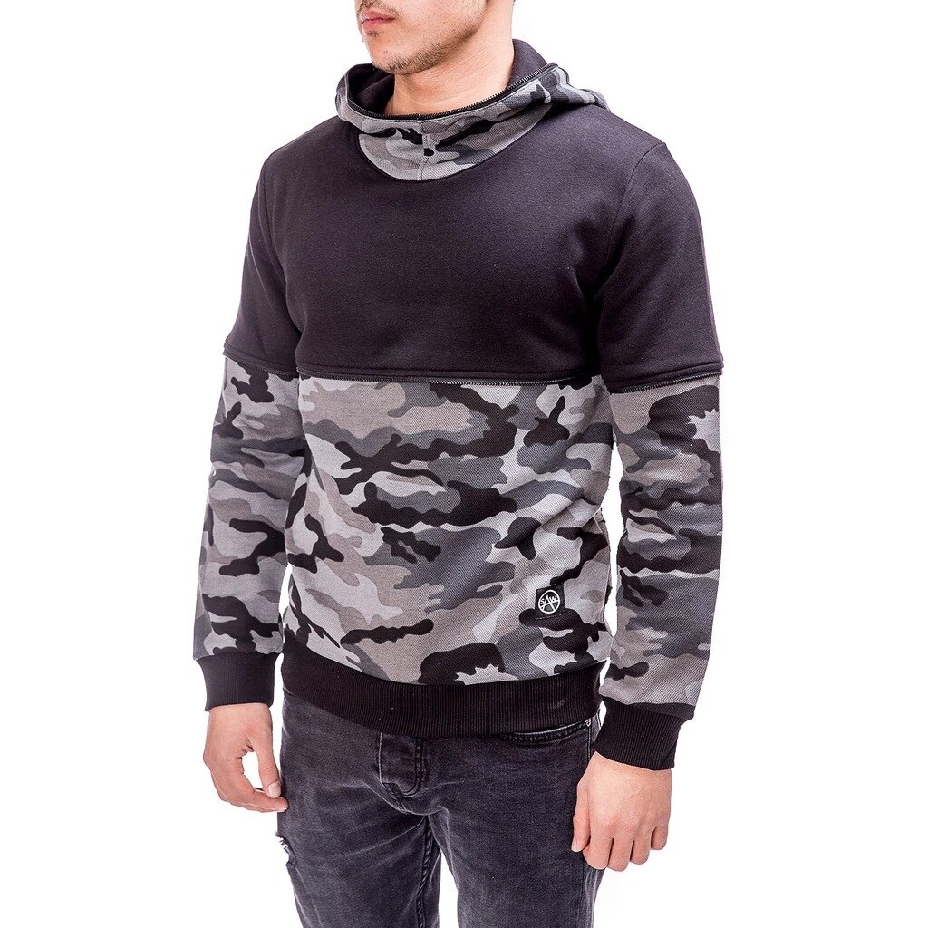 Fritids camouflage løse hættetrøjer mænd størrelse 3xl termel varm polyester tøj: Xl