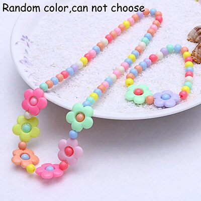 Gelegentliche Farbe Blumen Schmuck einstellen für freundlicher Nette Halskette Armbänder für Mädchen Prinzessin Strand Schmuck Baby freundlicher T163: Ursprünglich Titel