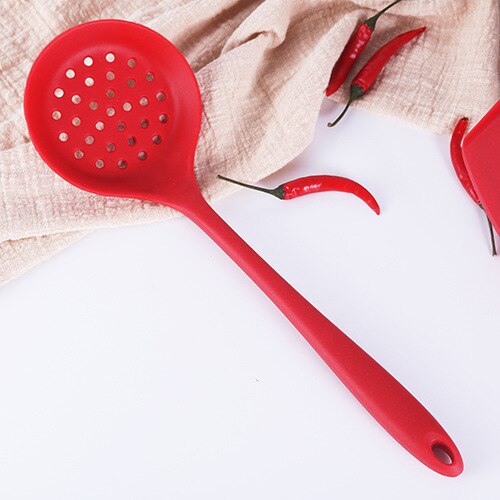 Food Grade Siliconen Koken Tool Gemak Keuken Non-stick Pan Schop Lepels Vergiet Keukengerei Huishoudelijke Accessoires Item: 1PCS Red E
