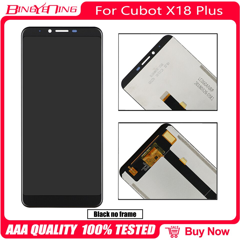 Original para Cubot X18 Plus LCD y Digitalizador de pantalla táctil con módulo de pantalla de visualización de Marco reparación accesorios piezas: Black no frame