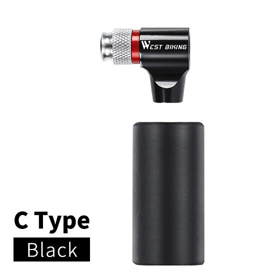 WEST BIKIING CO2 Pump Bike Mini Hand Pump MTB Road Bicycle Air Inflator Schrader Presta Valve Adapter Ball Cycling Accessories: C Classic Black