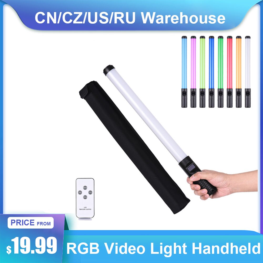 Rgb Handheld Led Light Wand 20W Fotografie Lamp Met Statief Bi-Kleur Temperatuur 3000K-6500K met Draagtas Afstandsbediening