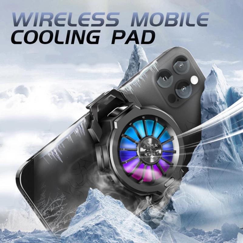 Wentylator do telefonu z RGB lampa kolorowa Gamepad z klipsem z tyłu uchwyt do gry stojak cichy grzejnik do telefonu LZ-F10