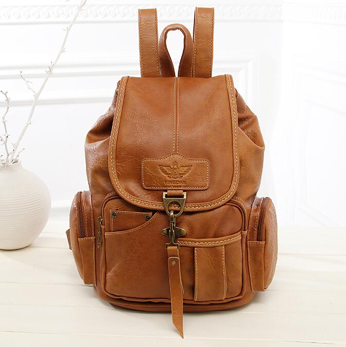 Braun Jahrgang Rucksack Schule Taschen Teenager Mädchen Rucksäcke Hochschule Schüler Bagpack retro Leder Tasche Frauen Reisen Zurück Taschen: khaki Jahrgang Taschen