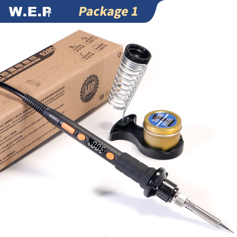 Ferro de solda wep 928d-ii 3, lâmpada led digital de correção de temperatura visor digital proteção do sono