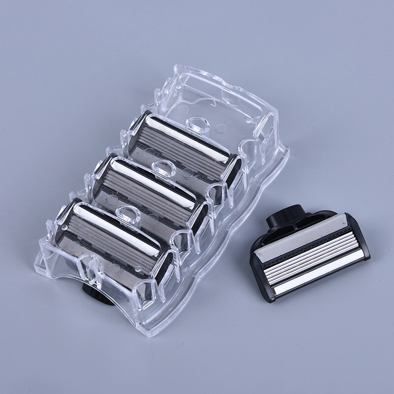 4 stuks zwarte scheermesjes voor gezichtsverzorging voor mannen, 5- laags scheercassette, roestvrijstalen veiligheidsmesjes, geschikt voor mannen