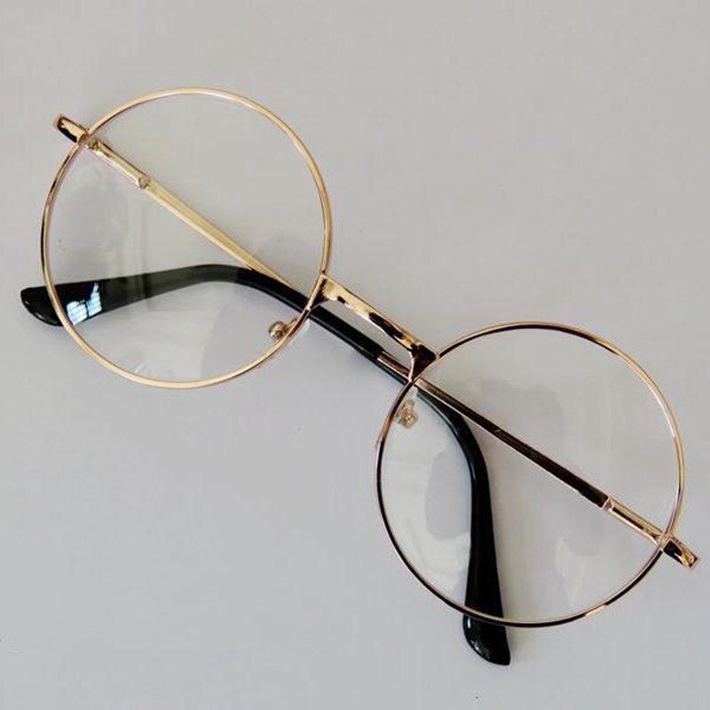 Vintage Retro Metal Frame Clear Lens women Glasses Nerd Geek Eyewear Eyeglasses Black Oversized Round Circle Eye Glasses
