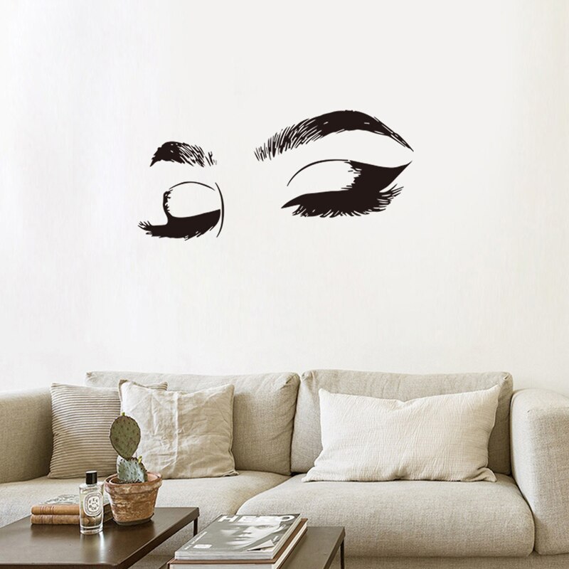 Pegatina de pared de pestañas bonitas, ojos grandes para habitación de niña, decoraciones para el salón, papel tapiz para el hogar, calcomanías de arte para dormitorio, pegatinas sexys