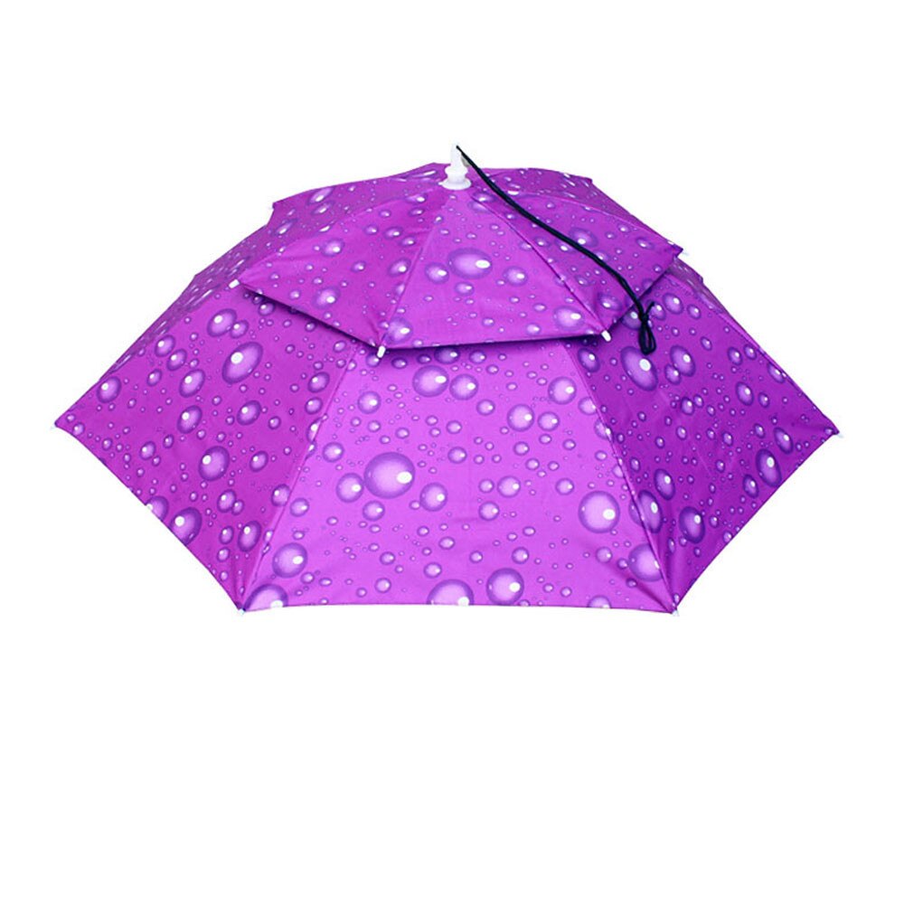 Headwear Cap Outdoor Foldable Double Umbrella Hat Sun Rain Cap Camping Fishing Caps Sunscreen Shade Umbrella Fishing Tackle: Purple