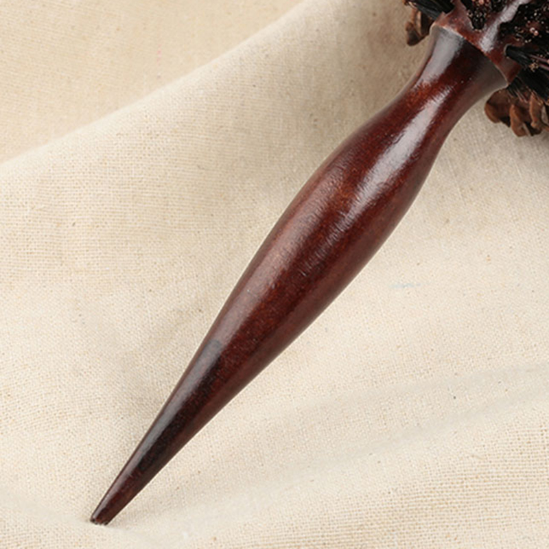 Peine de pelo de cerdas de jabalí Natural, cepillo rodante, barril redondo, soplado, rizado, herramienta de peinado de peluquería DIY