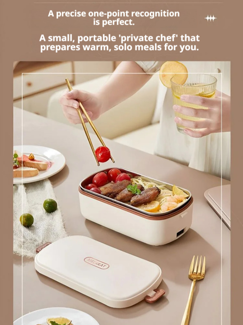 Portable Electric Lunch Boxes Office Thermal Lunch Boxes Water Free Heating Bento Box Stainless Steel Food Warmer