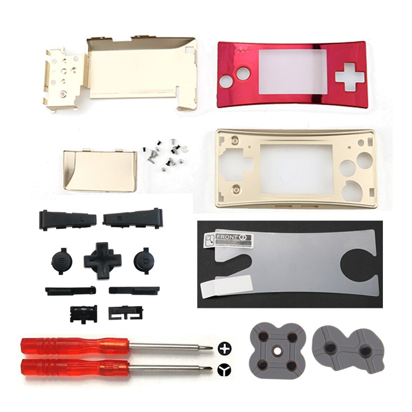 Jcd Metalen Behuizing Shell Case Voor Gameboy Micro Gbm Console Front Back Cover W/ L R Een B D-Pad Volledige Set Knop Schroef Tool: A