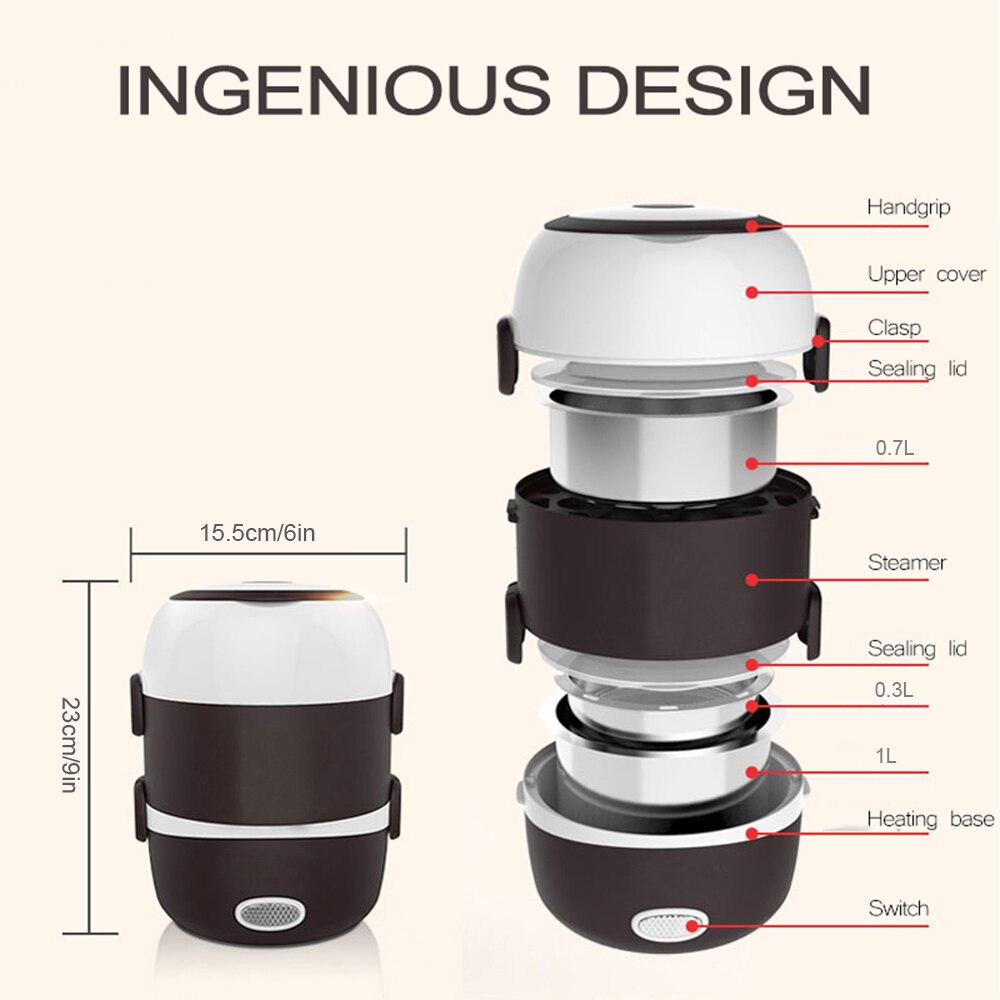 Electric Lunch Box Rice Cooker Food Warmer Bento Lunch Box Heater Multifunctional Food Storage Warmer Container