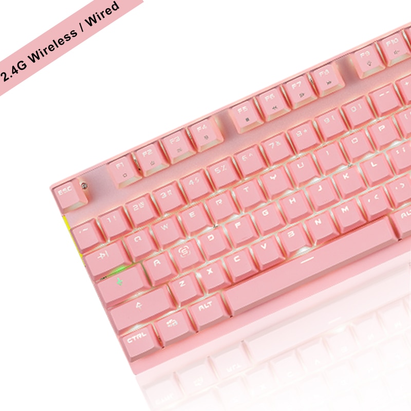 Genuíno motospeed 2.4g sem fio modo duplo gaming teclado mecânico 87 receptor usb chave led retroiluminado teclado para computador gamer