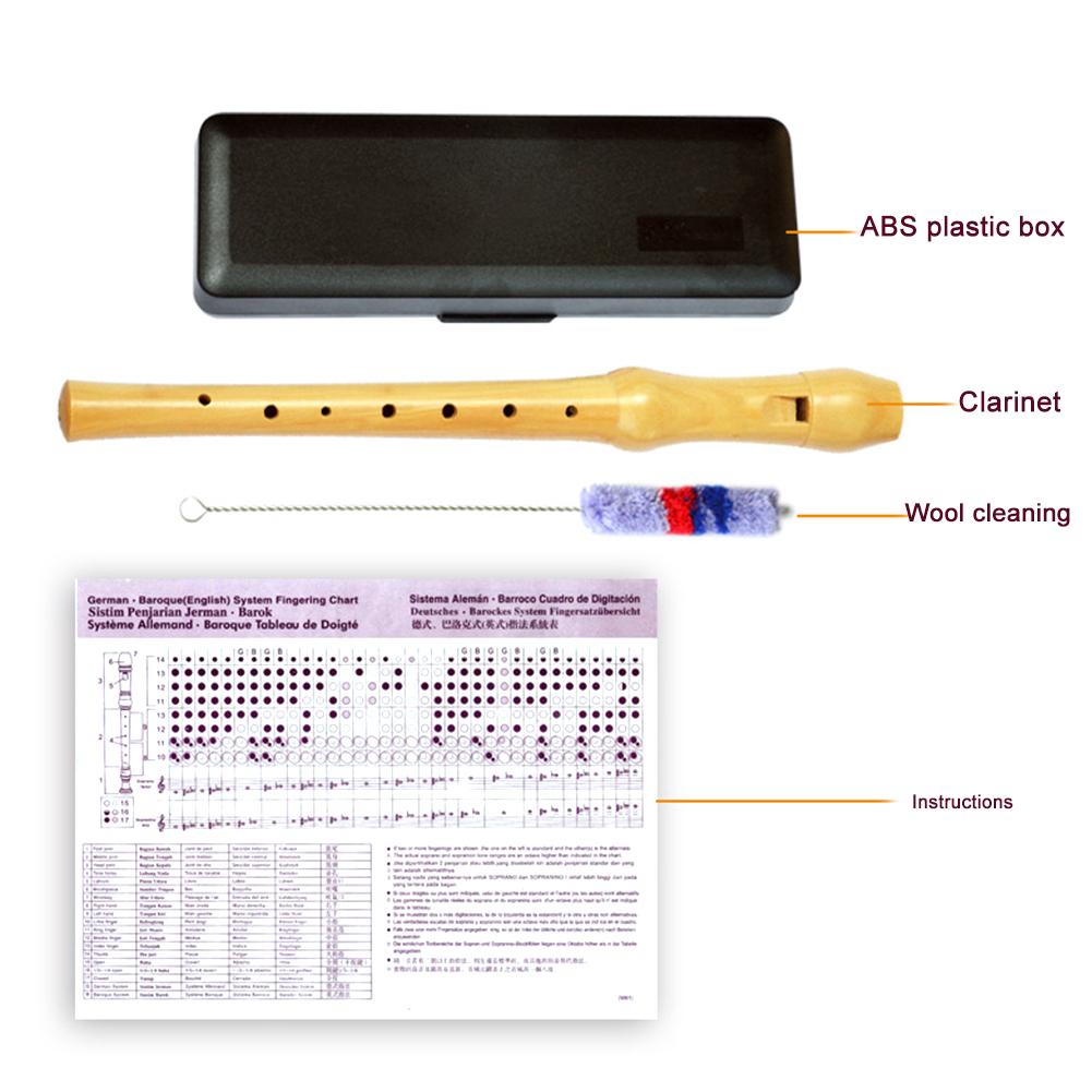 Wooden Clarinet Maple Wooden Soprano Recorder German Style Instrument With Cleaning Rod For Kids Adults 8 Holes