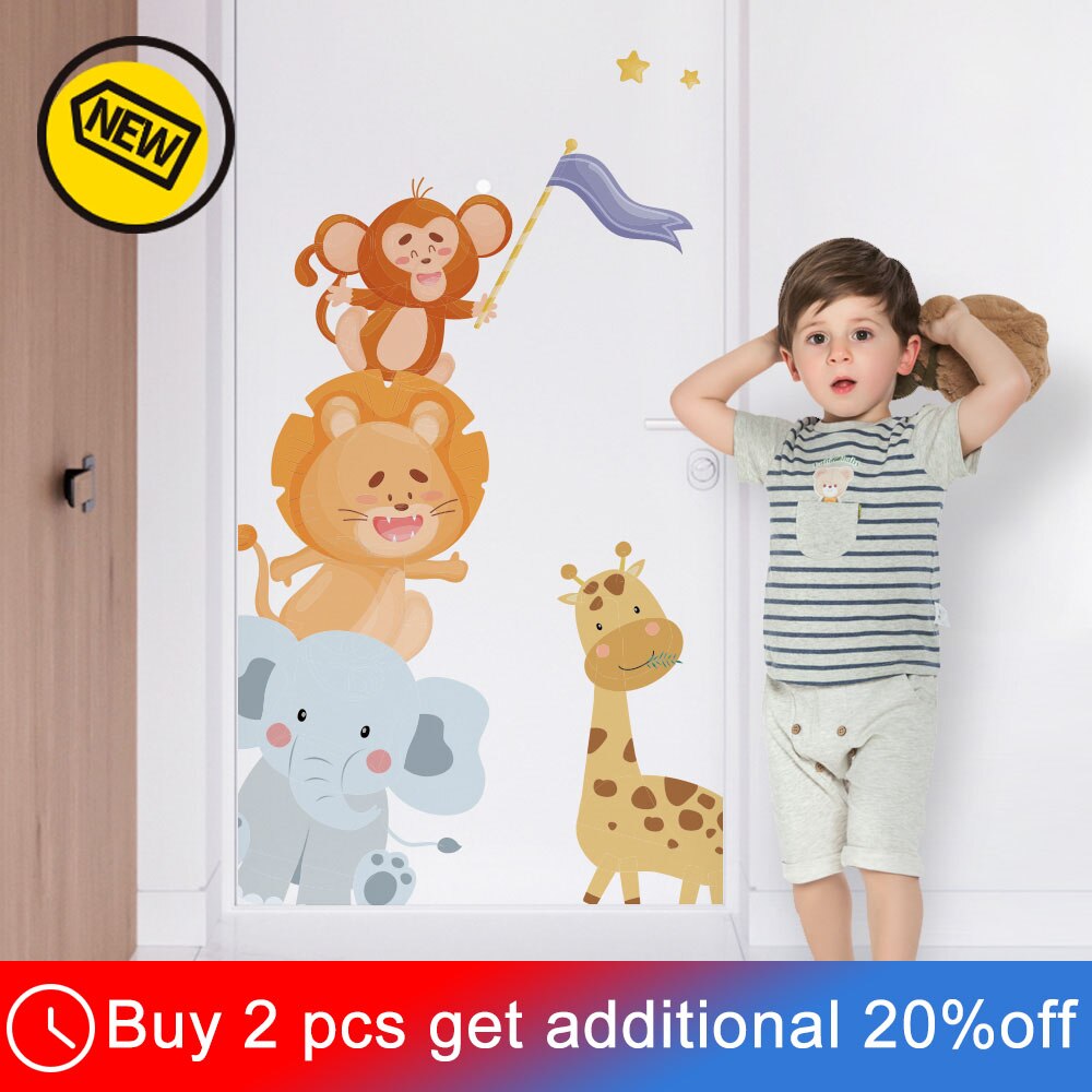 Tegneserie dyr dør klistremerke barnerom dekorasjon, vegg klistremerke låve barnerom, selvstendig veggmaleri tapet, med lim, barnehageinnredning: Nr. .1633
