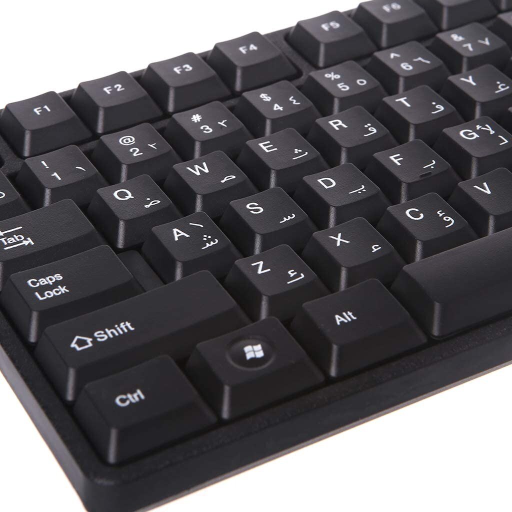 1PC Arabic English Silent Keyboard Waterproof Office Keyboard for Windows Computer Ergonomic Desktop Keyboard Black